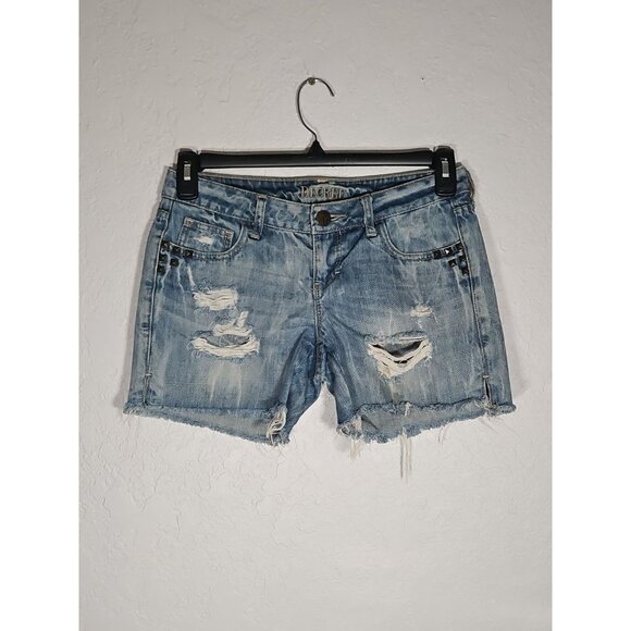 Decree Cut Off Studded Details 5 Pocket Blue Jean Shorts size 3 (32x4.5 ) - Picture 1 of 8